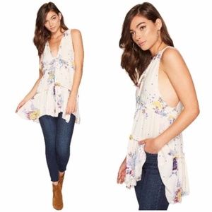 Free People Purple Haze Tiered Tunic Tank in Cream